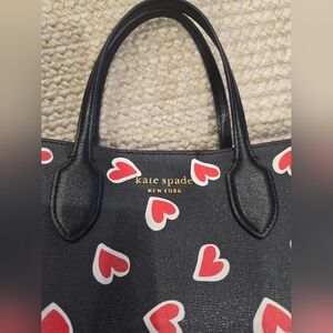Kate Spade Black Tote with Red and White Heart Design